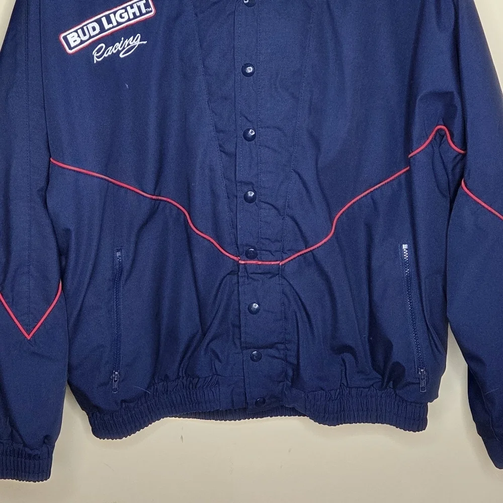 Vintage Bud Light Racing Navy Blue Red & White Jacket Size Large - Picture 3 of 9